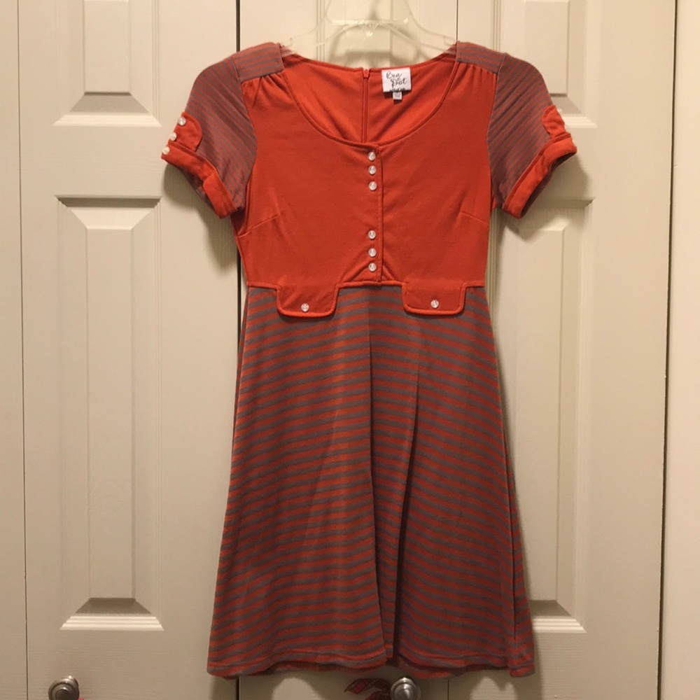Orange and brown striped dress by Bea and Dot